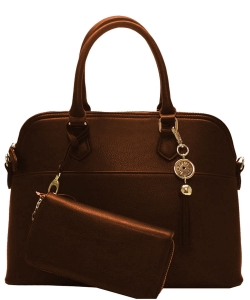 2 in1 Fashion Satchel Bag with Tassel Accent WU1030W COFFEE